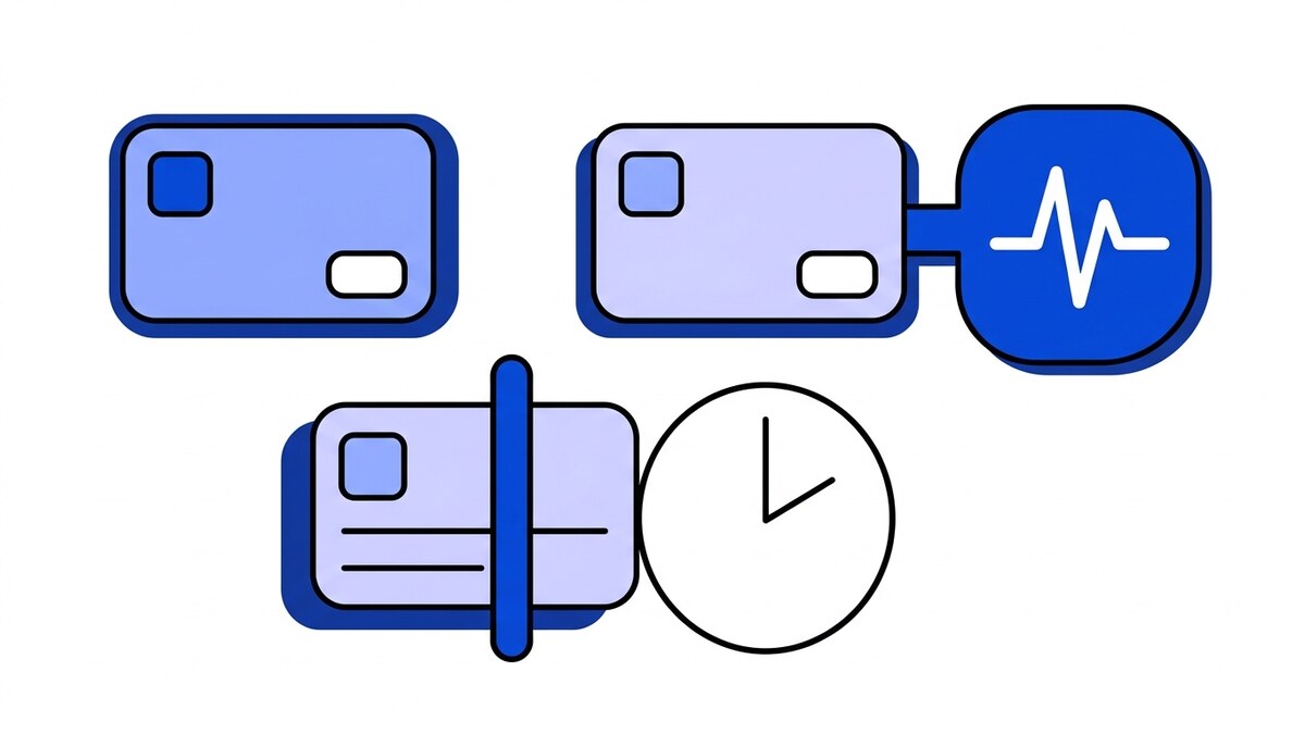 Flat illustration of webhook replay attacks: the first message reaching a blue pulse node while its identical copy is barred at a checkpoint beside a clock face.