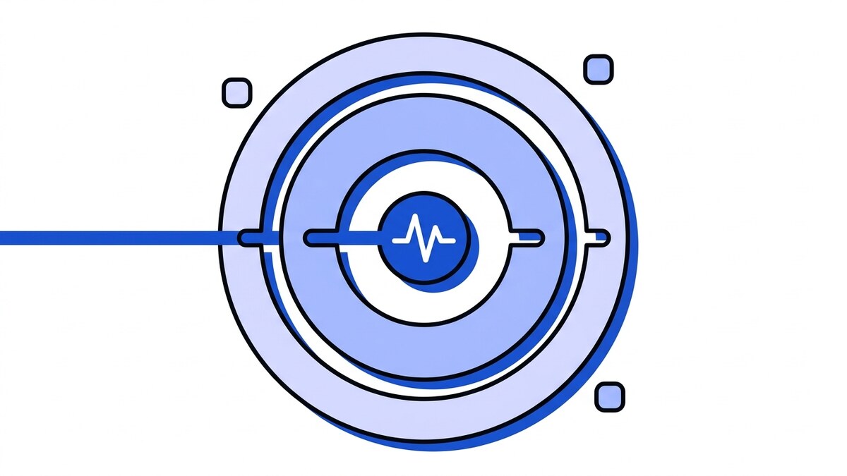 Flat illustration of the webhook security model: three nested shells whose single apertures align so one request reaches the blue pulse node at the core.